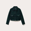 Veste bouclette boutonn&eacute;e vert fonc&eacute; femme