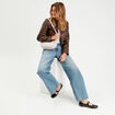 Veste simili cuir zippée marron foncé femme