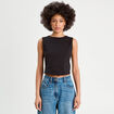 Débardeur cropped noir femme