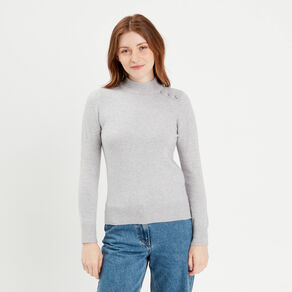 Pull manches longues gris foncé femme