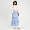 Jupe longue trapèze bleu clair femme