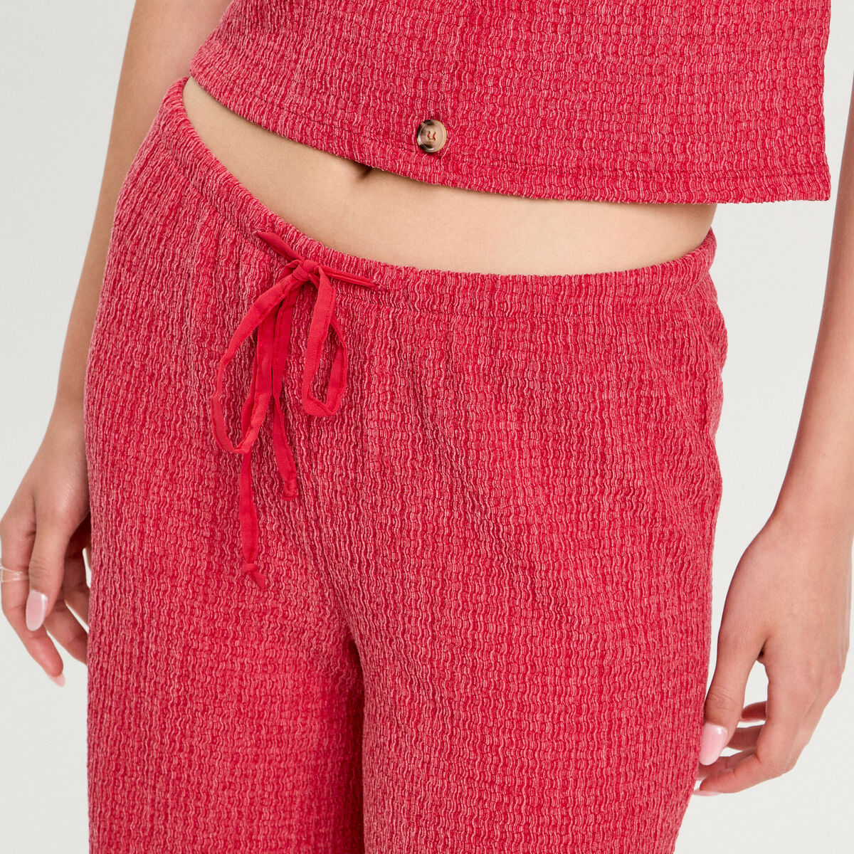 Pantalon large rouge foncé femme