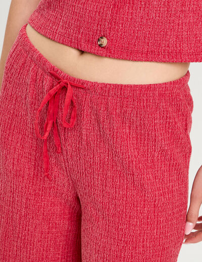 Pantalon large rouge foncé femme