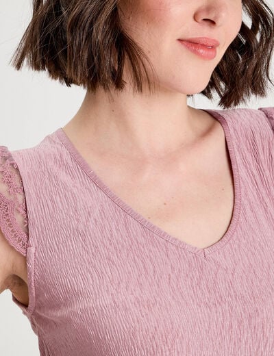 Blouse sans manches plissée vieux rose femme