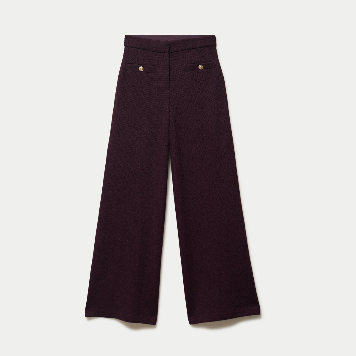 Pantalon bootcut en tweed violet fonc&eacute; femme