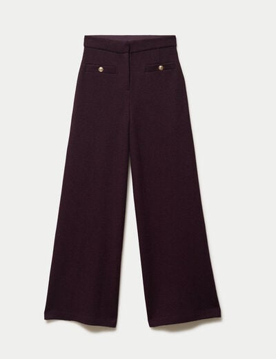 Pantalon bootcut en tweed violet fonc&eacute; femme