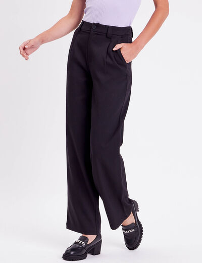 Pantalon droit large noir femme