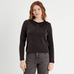 T-shirt col claudine macramé gris foncé femme