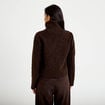 Veste droite bouclette col montant marron fonc&eacute; femme