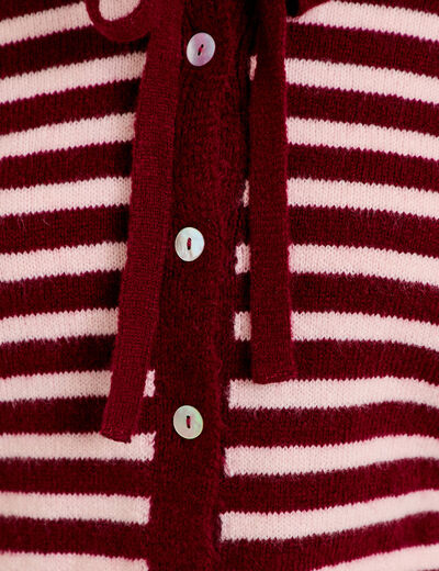 Gilet &agrave; capuche manches longues bordeaux femme