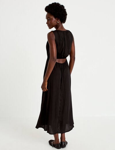 Robe longue &eacute;vas&eacute;e sans manches noir femme