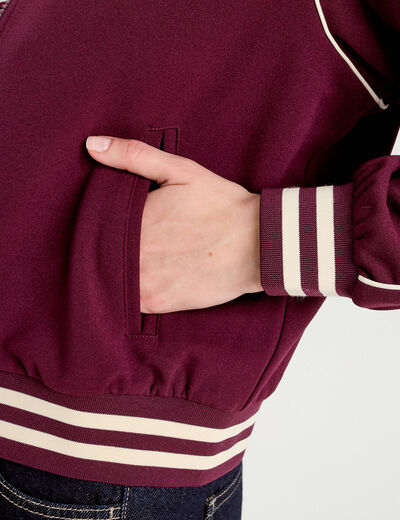 Sweat zippé manches longues prune femme