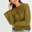 T-shirt ajouré manches pagodes vert olive femme