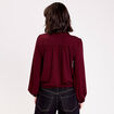 Blouse d&eacute;tails volants violet fonc&eacute; femme