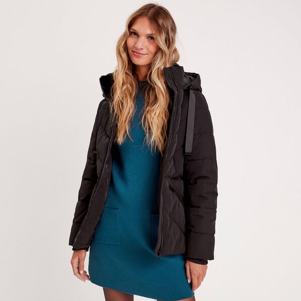 doudoune cintree a capuche noir femme Doudoune cintrée à capuche noir femme