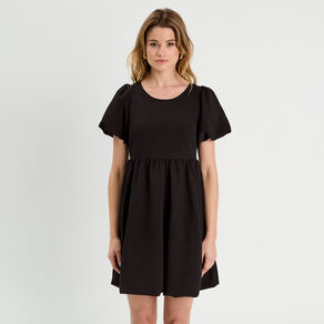 Robe évasée effet boule noir femme