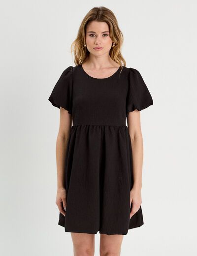 Robe évasée effet boule noir femme