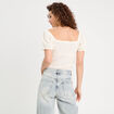 Blouse ajourée manches courtes ecru femme