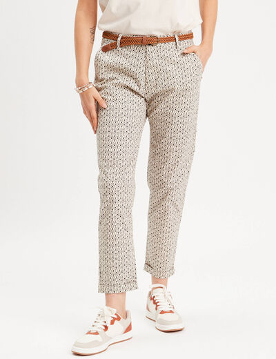 Pantalon chino slim 7/8ème blanc femme
