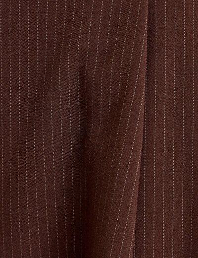 Pantalon large &agrave; pinces marron femme