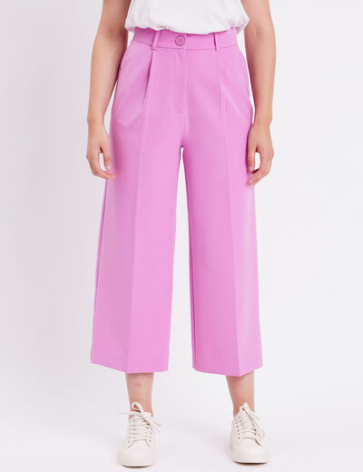 Pantalon city large violet femme