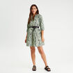 Robe évasée manches 3/4 bleu femme