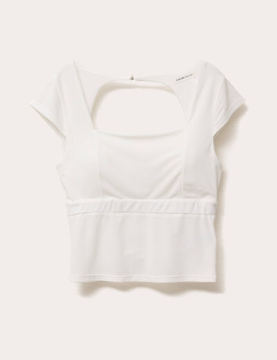 Blouse dos ouvert ecru femme