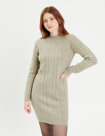 Robe pull ajustée torsades vert pastel femme