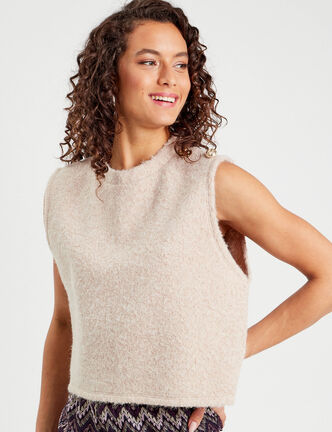 Pull sans manches sable femme