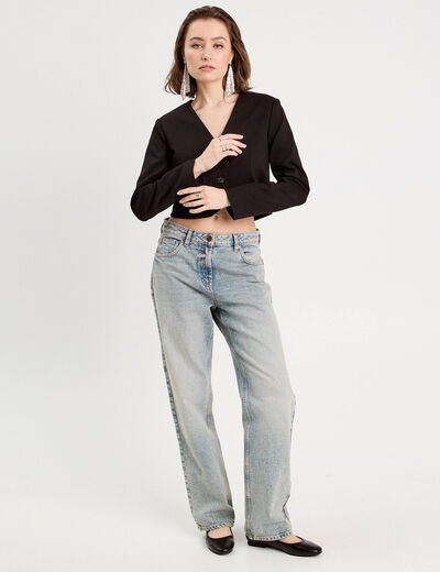 Veste blazer courte noir femme
