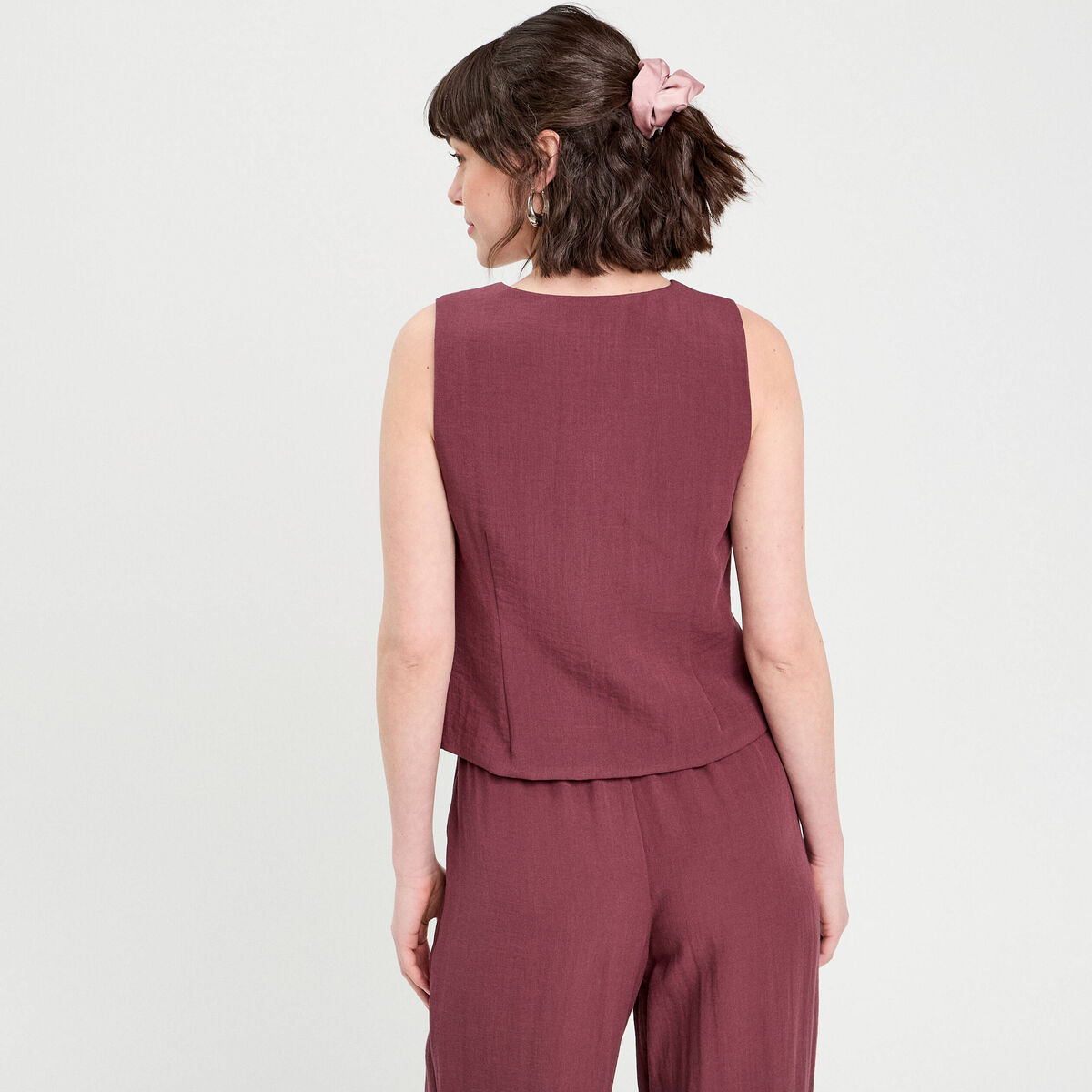Gilet sans manches prune femme