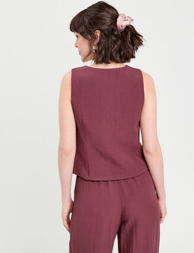 Gilet sans manches prune femme