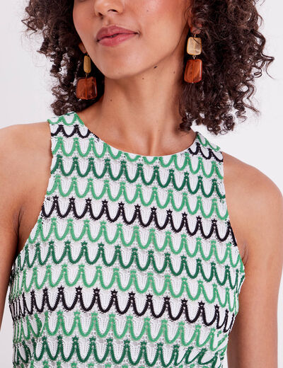 Débardeur doublure crochet vert femme