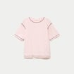 Top col rond manches courtes rose clair femme