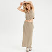 Jupe longue droite fendue vert kaki femme