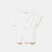 Top ajust&eacute; col rond manches courtes ecru femme