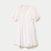 Robe droite courte col v manches courtes blanc femme