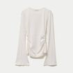 T-shirt ajust&eacute; col rond manches longues ecru femme
