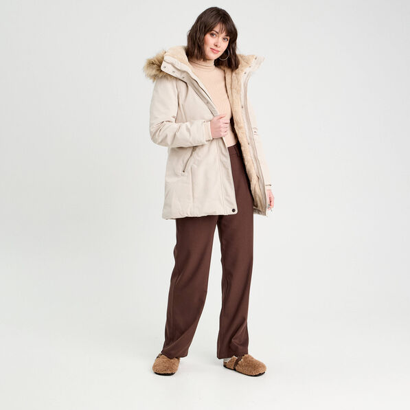 Parka droite avec capuche ecru femme