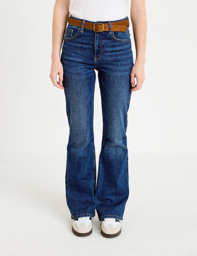 Jean bootcut avec ceinture amovible denim stone femme