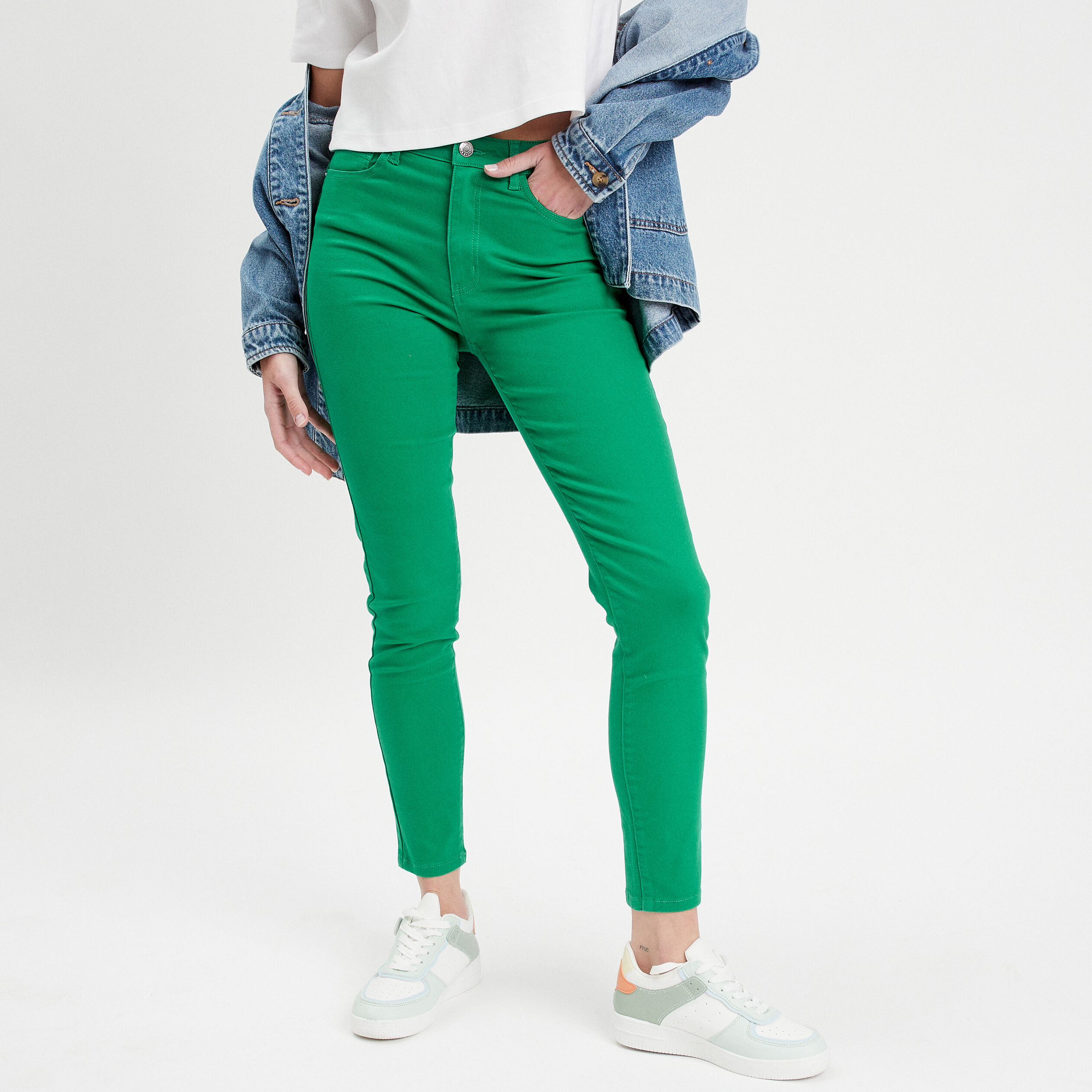 Jean skinny vert sales