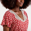 Robe longue &eacute;vas&eacute;e col v dentelle terracotta femme