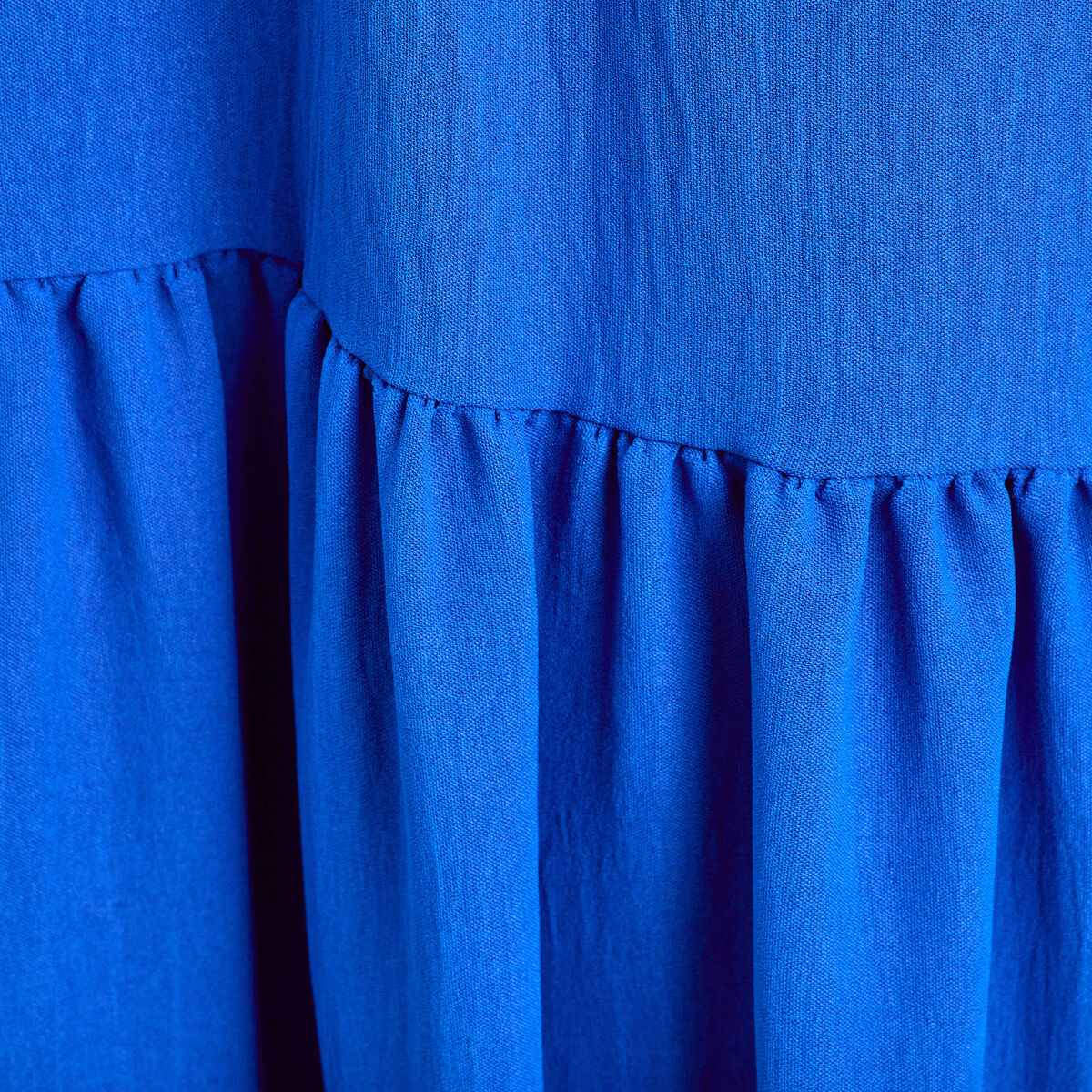 Robe longue évasée ceinturée bleu electrique femme
