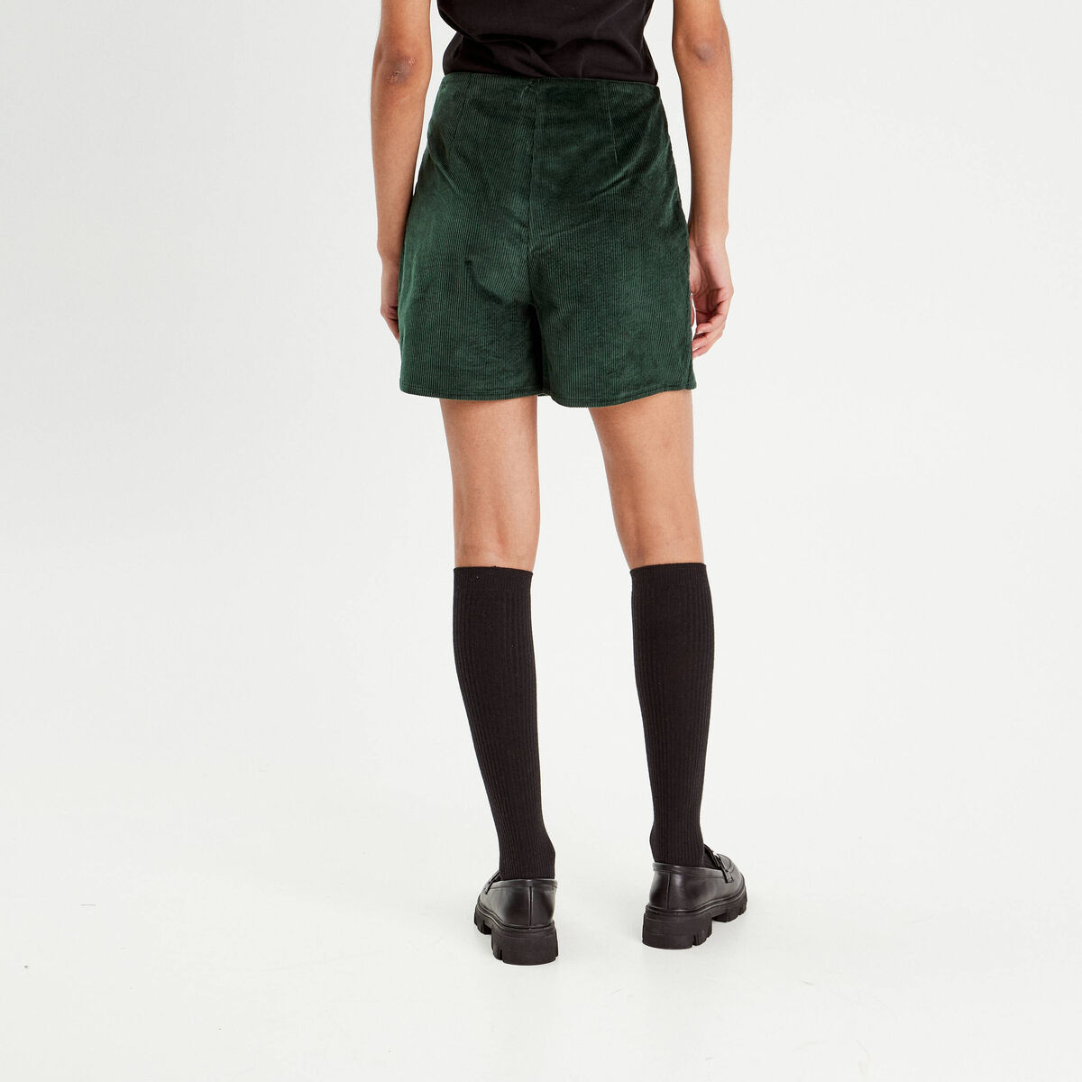 Jupe-short moulante velours vert foncé femme