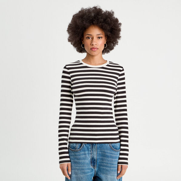 T-shirt manches longues blanc femme