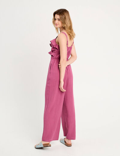 Combinaison pantalon volants prune femme