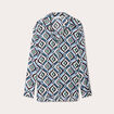 Chemise satin manches longues bleu femme