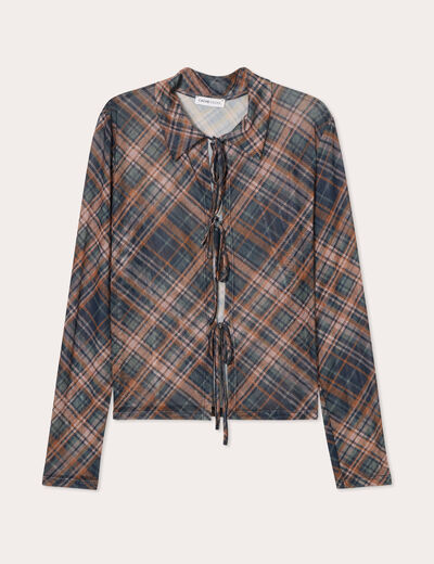 Blouse avec noeuds marron foncé femme