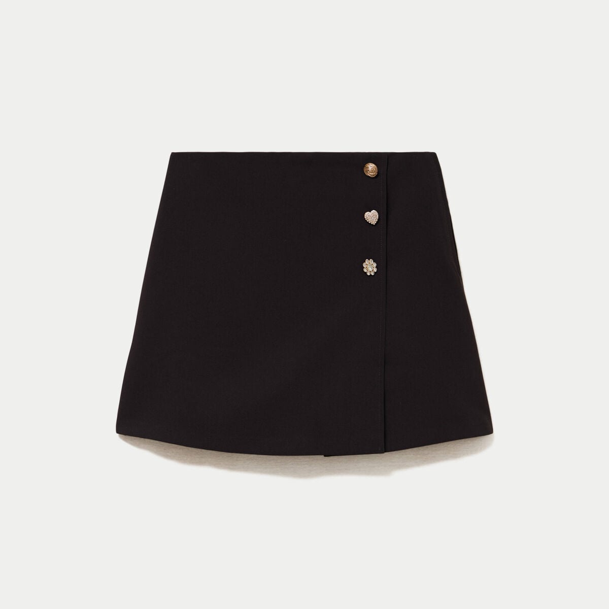 Jupe-short &eacute;vas&eacute;e taille haute noir femme
