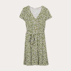 Robe évasée boutonnée vert kaki femme